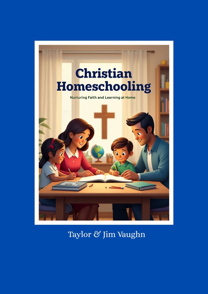 A family engaged in homeschooling, studying together at a table with a globe and books, featuring a mother, father, and two children, all smiling and focused.